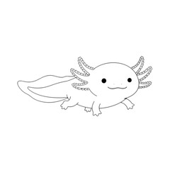 Fototapeta premium A minimalist black line drawing of an axolotl isolated on transparent background