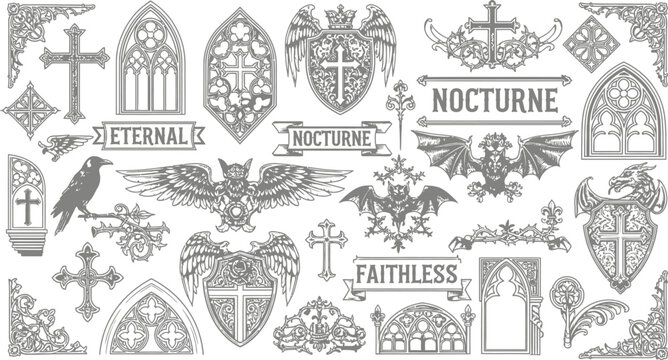 Gothic Ornate Design Elements Collection