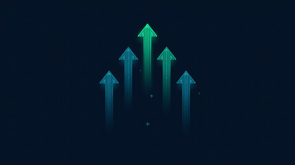 Abstract Arrow Graphics Symbolizing Growth and Success on Dark Blue Background for Business Concepts