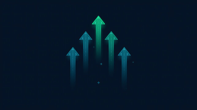 Abstract Arrow Graphics Symbolizing Growth and Success on Dark Blue Background for Business Concepts