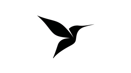 Obraz premium Elegant black hummingbird silhouette flying on a clean white background. Minimalist bird icon design for nature, freedom, or swiftness concepts.