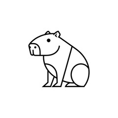 Fototapeta premium A minimalist black line drawing of a capybara isolated on transparent background