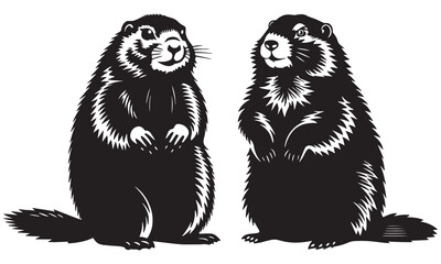 Groundhog Silhouette Vector | Marmot Animal Illustration & Wildlife Art Design