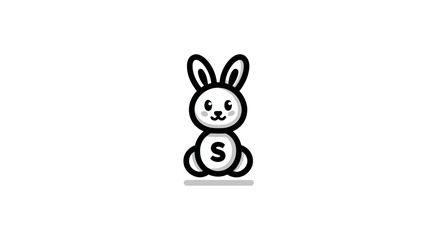 Cute minimalist cartoon rabbit mascot illustration. Simple stylized bunny character design for children's projects or branding.