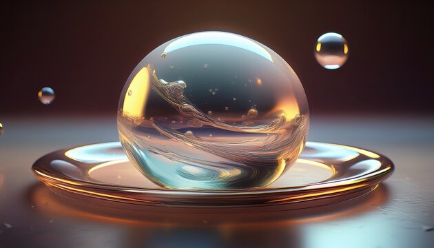 transparent 3d liquid sphere with glossy surface - Powered by Adobe