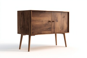 Dark wood sideboard with two doors and drawer on tapered legs