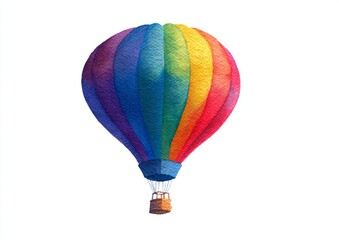 Colorful rainbow hot air balloon watercolor illustration