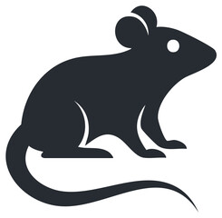 Obraz premium Dark Mouse Silhouette Depiction of Animal With Long Tail and Large Ears in Simple Style