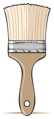 Cartoon illustration of a clean painter's brush with a wooden handle