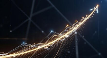 Dynamic upward trend arrow symbolizing business growth and success, ideal for financial reports and investment presentations, showing positive momentum