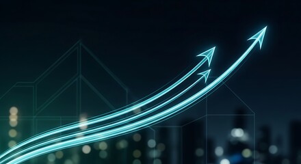 Dynamic upward arrows symbolize strong growth and success, perfect for illustrating business achievements and financial progress in modern companies