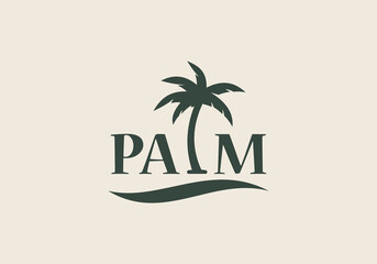 palm lettering illustration tree icon logo vector