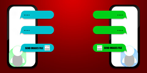 Obraz premium Illustration of a smartphone for messaging in a social media chat box