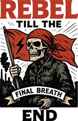 Rebel Till the End Skull Flag Vintage Design