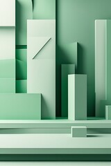 Modern geometric shapes in calming green tones