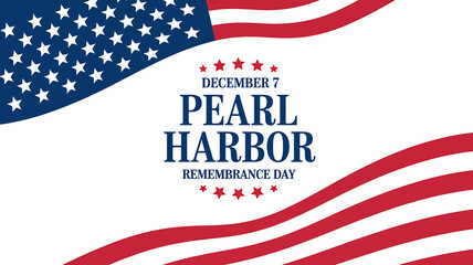 Pearl harbor remembrance day banner with patriotic american flag
