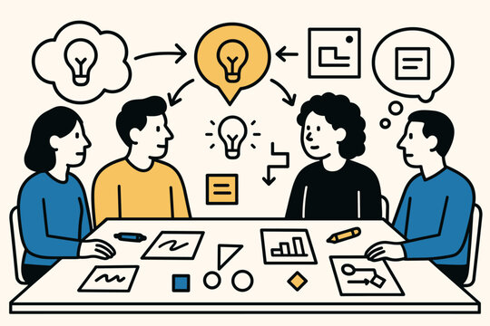 Minimalism creative thought concepts sketch exchange geometric markers idea minimal vector conference