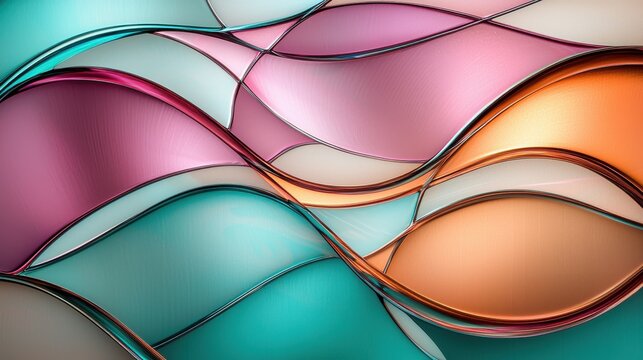 Interference visibility bands flowing wave patterns magenta turquoise copper gradient smooth transitions sophisticated abstract imagery modern branding elegant scientific design