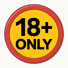 Fototapeta premium Eighteen plus only age restriction icon red yellow round sign