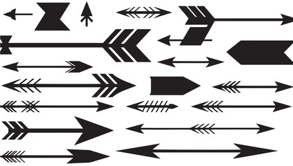 Diverse arrow collection offers creative direction and navigation options for graphic design projects, conveying precision, focus, and target achievement