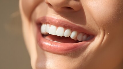 Obraz premium Woman with a big smile showing her teeth. Concept of happiness and positivity