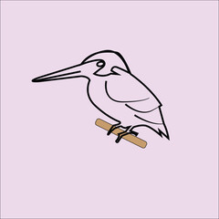 Kingfisher bird black and white clipart 