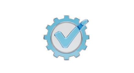 metallic gear cog with centered checkmark — perfect for settings applied, configuration complete, system verified, successful setup, preferences saved, or maintenance success indicators.

