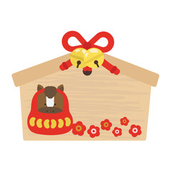 絵馬（午年のだるま）　イラスト