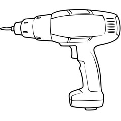 Contour drill driver in black and white style for construction projects