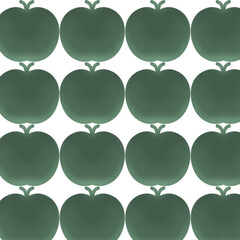Seamless Pattern of Dark Green Apple Silhouettes