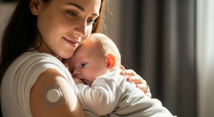 Caring mother holding baby close, showcasing love and tenderness