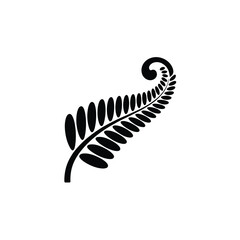 Black silhouette of a fern frond unfurling