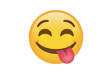 Joyful yellow emoji face sticking out tongue in playful expression