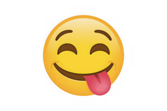 Joyful yellow emoji face sticking out tongue in playful expression