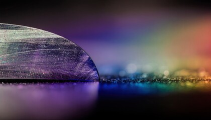 Abstract Dazzling Light Refraction With Bokeh Effect In Rainbow Colors On A Dark Surface