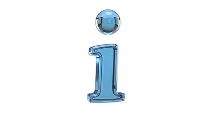 shiny translucent blue lowercase "i" information icon — suited for help centers, info tooltips, documentation links, knowledge-base access, or contextual information markers.

