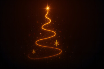Sparkling Christmas tree design with golden light and snowflake accents for festive holiday celebrations, creating a warm and magical atmosphere