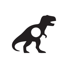 Tyrannosaurus Rex Silhouette with Circular Cutout – Abstract Dinosaur Vector for Logos, Education, and Design