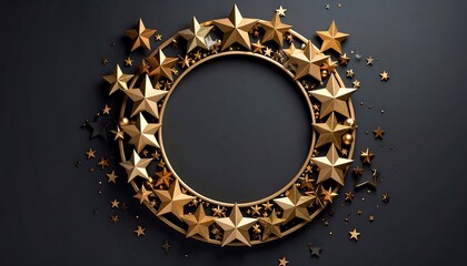 Collaborative abstract circle made of stars and geometric elements