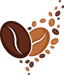Coffee beans stream, dark and light roast, brewing aroma concept design Vector