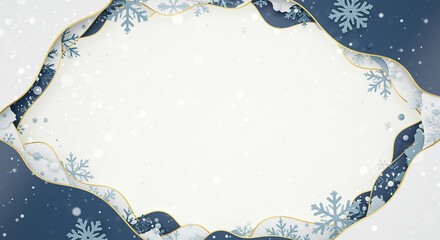 Elegant winter frame with snowflakes and golden accents for fest