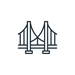 Simple line art icon of a suspension bridge