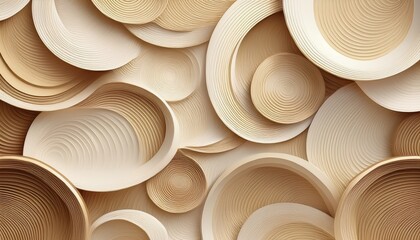 abstract beige and white overlapping circles pattern background