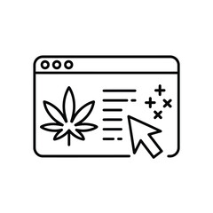 Cannabis leaf on website with cursor and stars