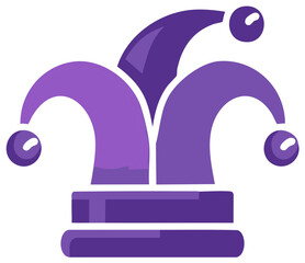 Purple Jester Hat Illustration on a White Background