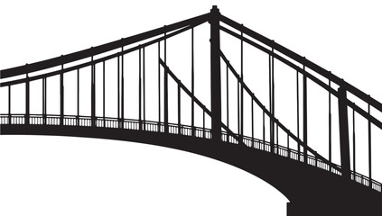 Dramatic silhouette of a suspension bridge offering stunning architecture, perfect for cityscapes, travel, or engineering projects, dynamic and modern design element