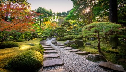 serene japanese garden stone path landscape design