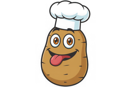 Cartoon potato chef isolated on transparent background