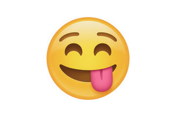 Fototapeta premium Happy yellow face emoji sticking out tongue playful expression fun smiley graphic