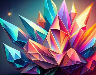 vibrant crystal prisms geometric shapes abstract art